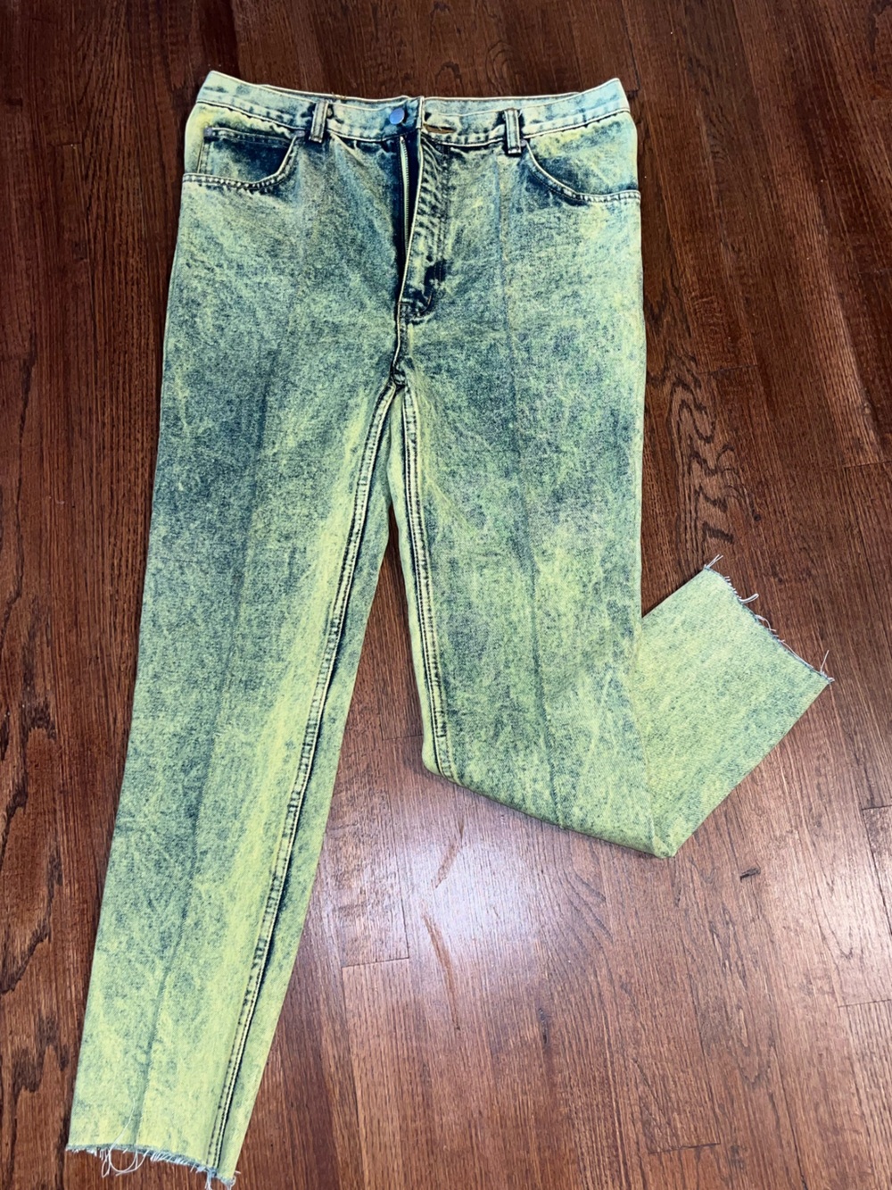 Vintage Studebaker Acid-Wash Green Denim Jeans